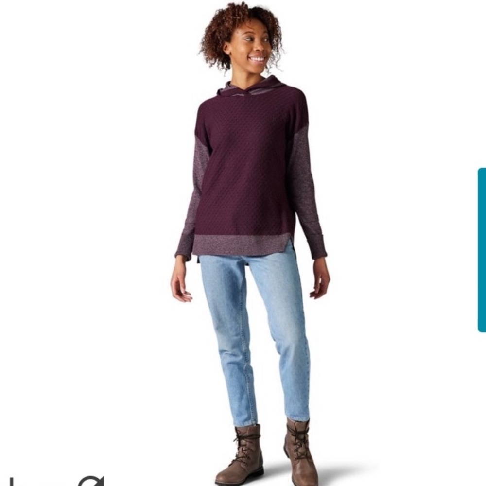 Smartwool shadow pine hoodie sweater maroon tones sz L